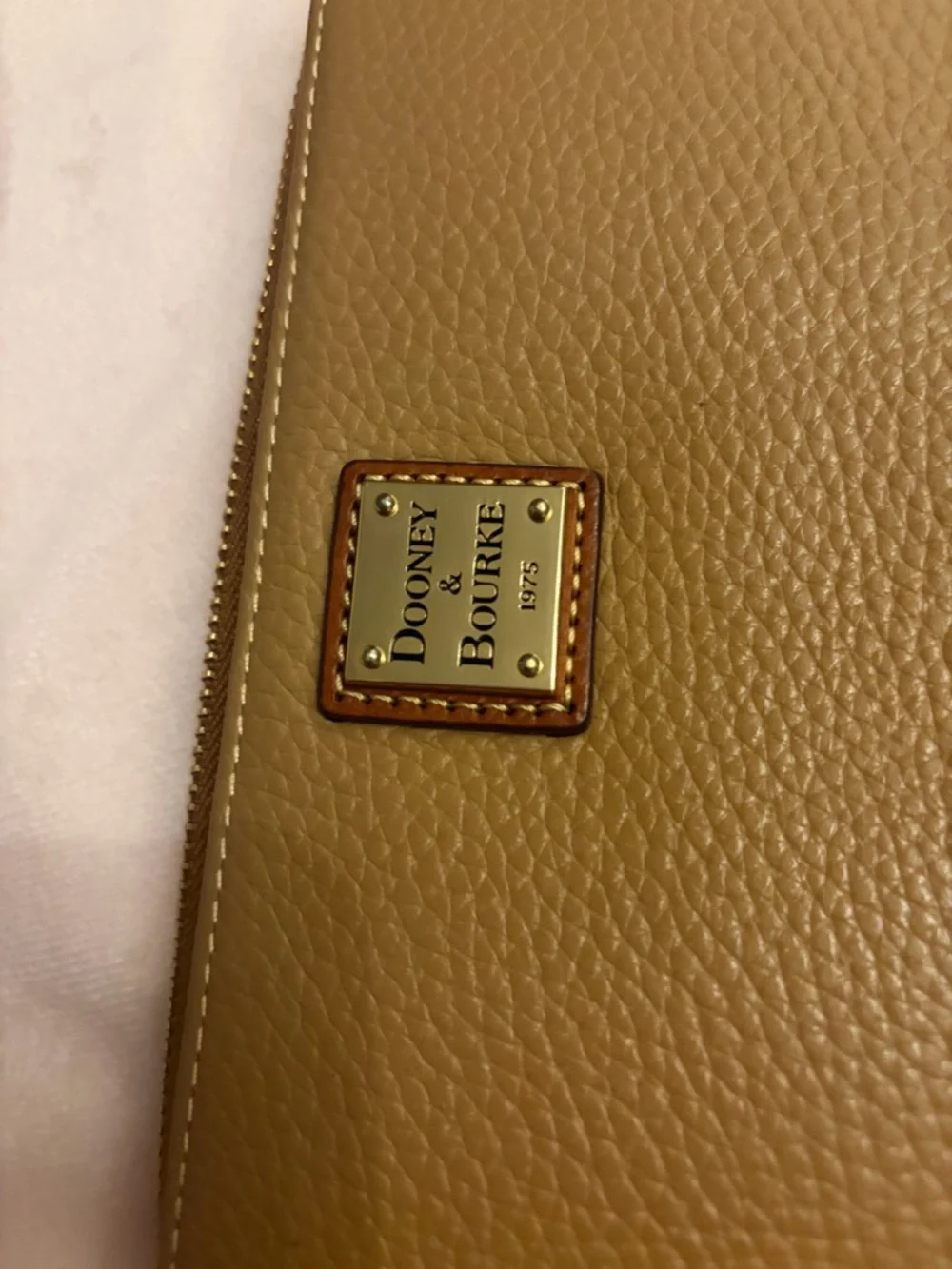 Dooney & Bourke Pebble Grain Folded Zip Wristlet - tan - Picture 2 of 6